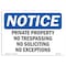 Signmission OSHA Sign, 12" H, 18" W, Aluminum, Private Property No Trespassing No Soliciting Sign, Landscape OS-NS-A-1218-L-17850 - alternate 1